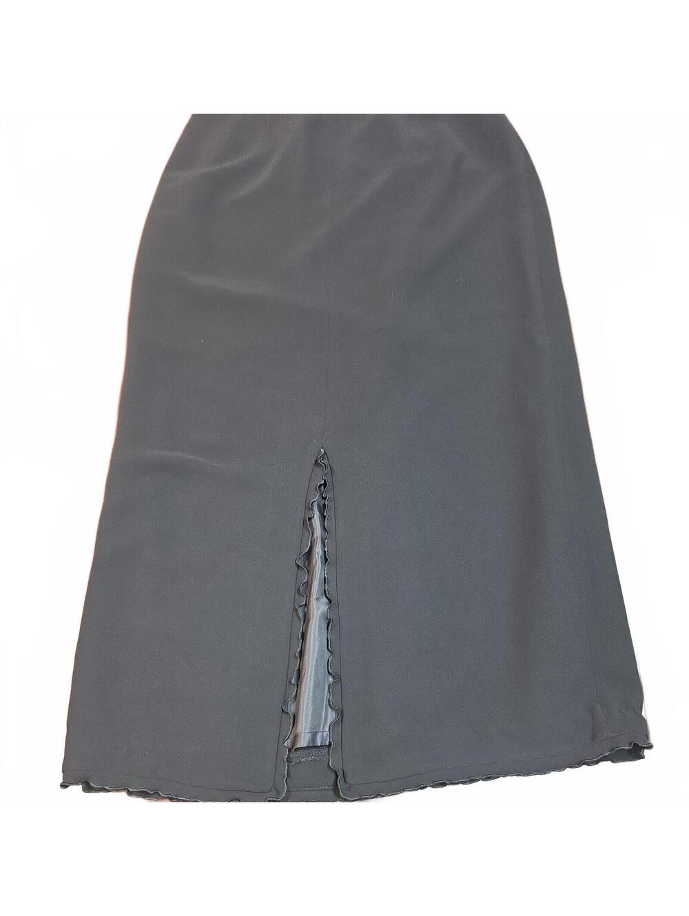 Harve Benard lined black skirt women 12 business casual back zip scalloped hem